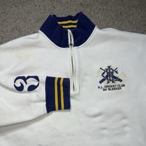 Polo Ralph Lauren Sweatshirt Mens 2XLT White Cricket Club 1/4 Zip Mock Neck